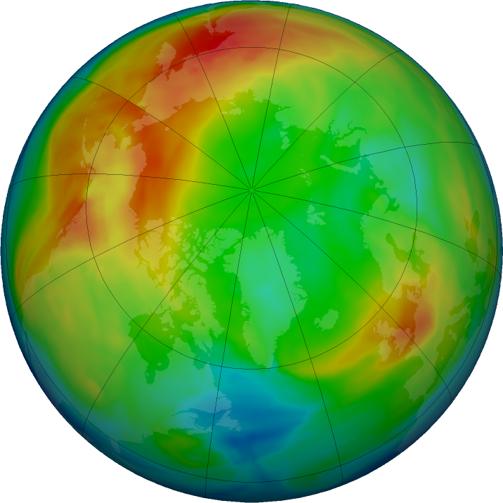 Arctic ozone map for 16 January 2023